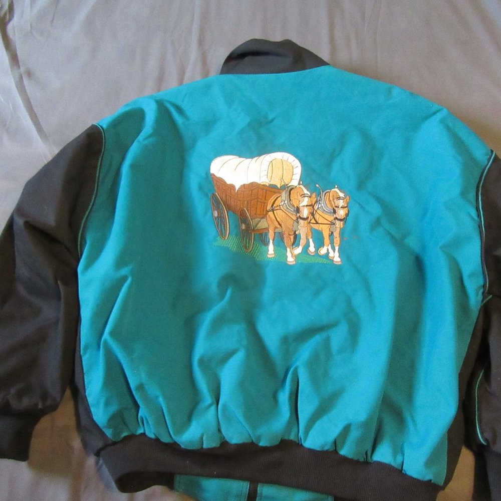 Mens Vtg Bee Wild Western Canvas Jacket Sz Xl Covered Wagon View 6